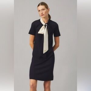 Tory Burch Women's Short Sleeve Bow Navy & Ivory  Sweater Dress Size S